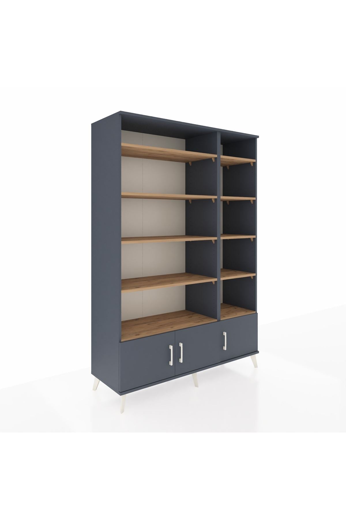 Hyperion Dolap 10 Raflı 3 Kapaklı 132x44x195 Antrasit-Antrasit/Çam