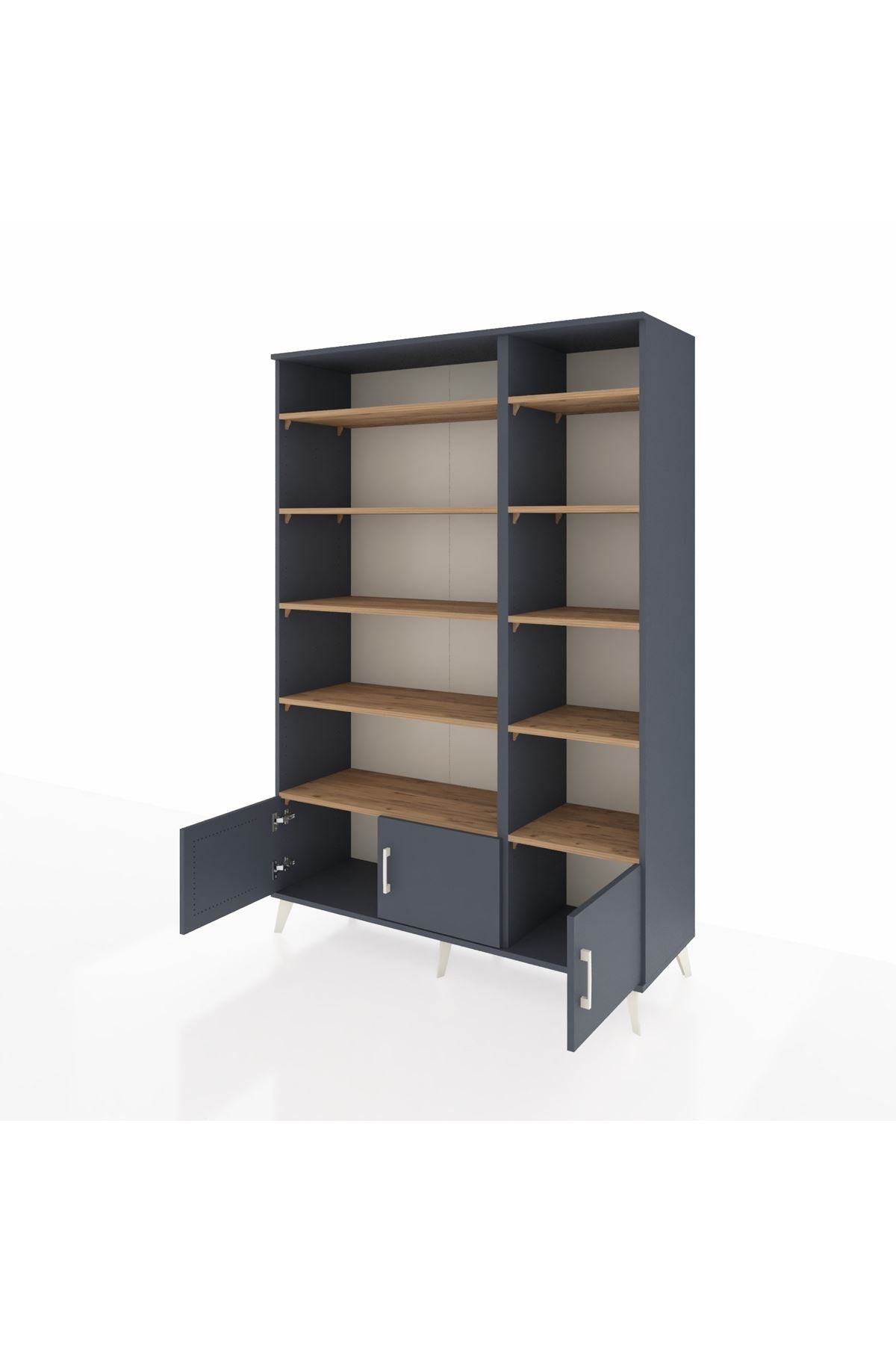 Hyperion Dolap 10 Raflı 3 Kapaklı 132x44x195 Antrasit-Antrasit/Çam