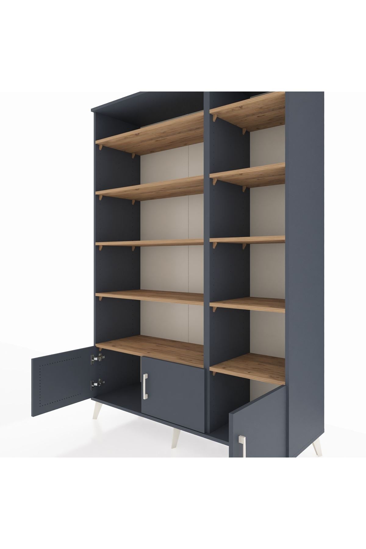 Hyperion Dolap 10 Raflı 3 Kapaklı 132x44x195 Antrasit-Antrasit/Çam