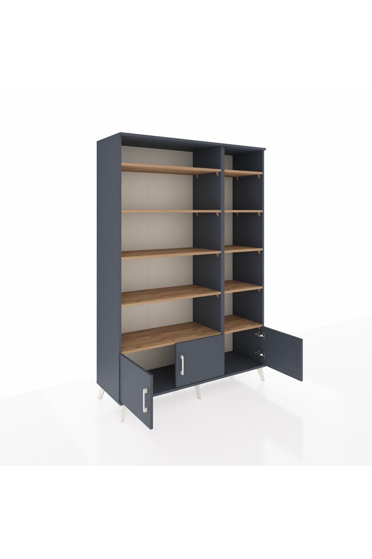 Hyperion Dolap 10 Raflı 3 Kapaklı 132x44x195 Antrasit-Antrasit/Çam