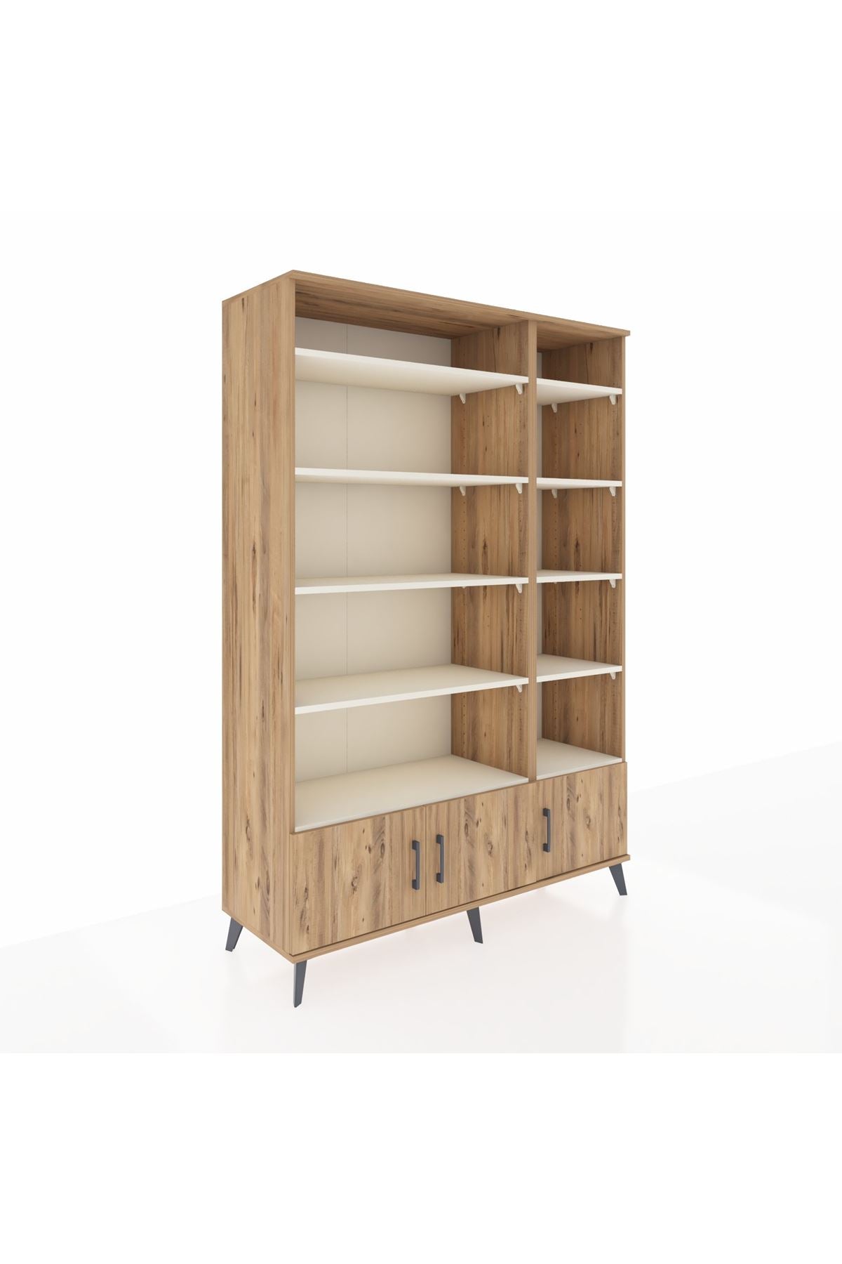 Hyperion Dolap 10 Raflı 3 Kapaklı 132x44x195 Çam-Çam/Aytaşı