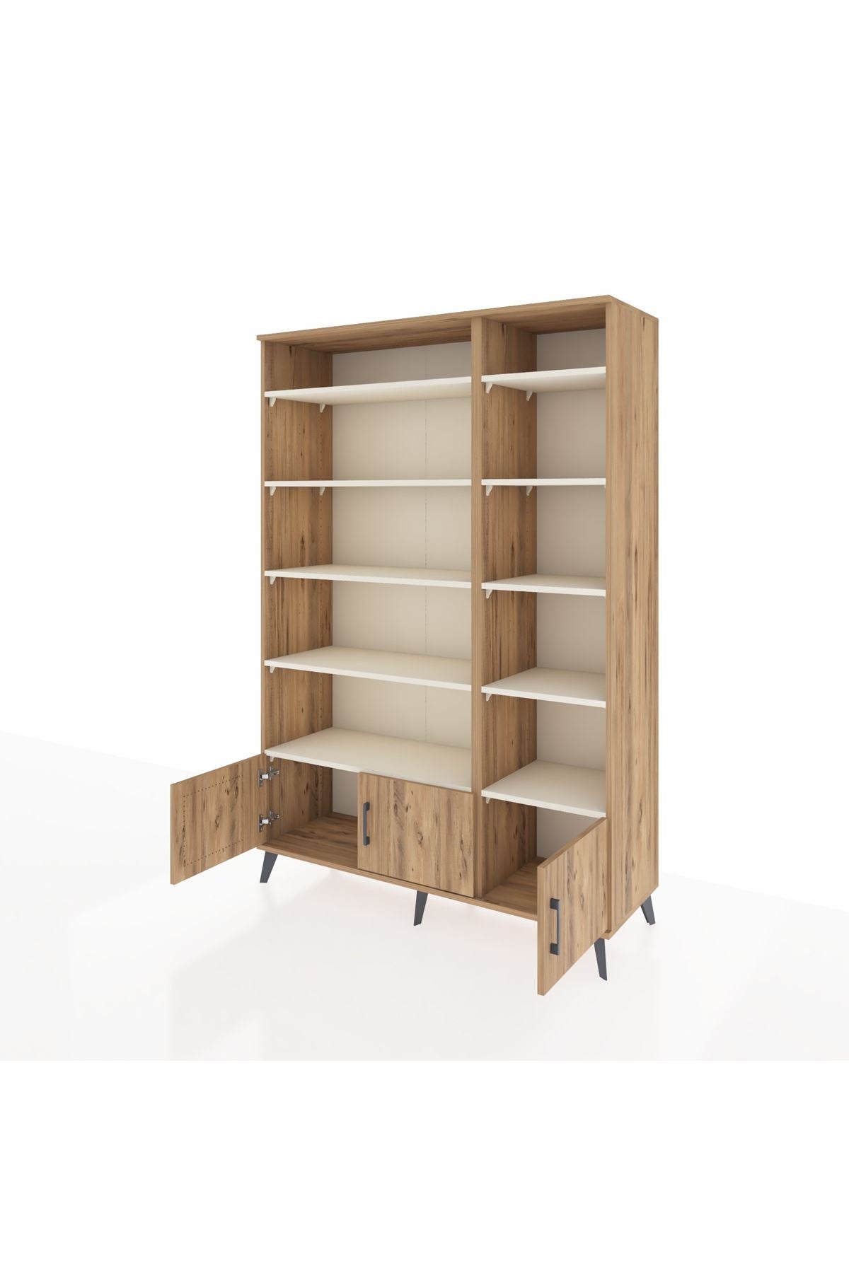 Hyperion Dolap 10 Raflı 3 Kapaklı 132x44x195 Çam-Çam/Aytaşı