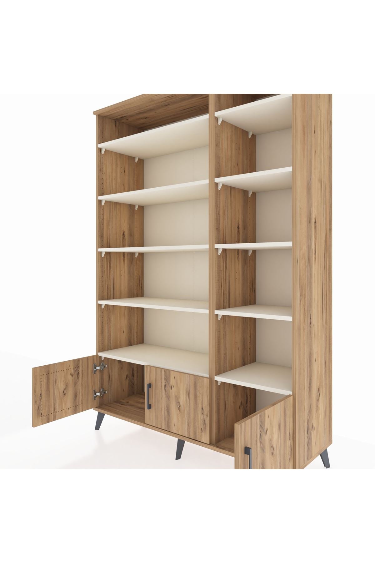 Hyperion Dolap 10 Raflı 3 Kapaklı 132x44x195 Çam-Çam/Aytaşı