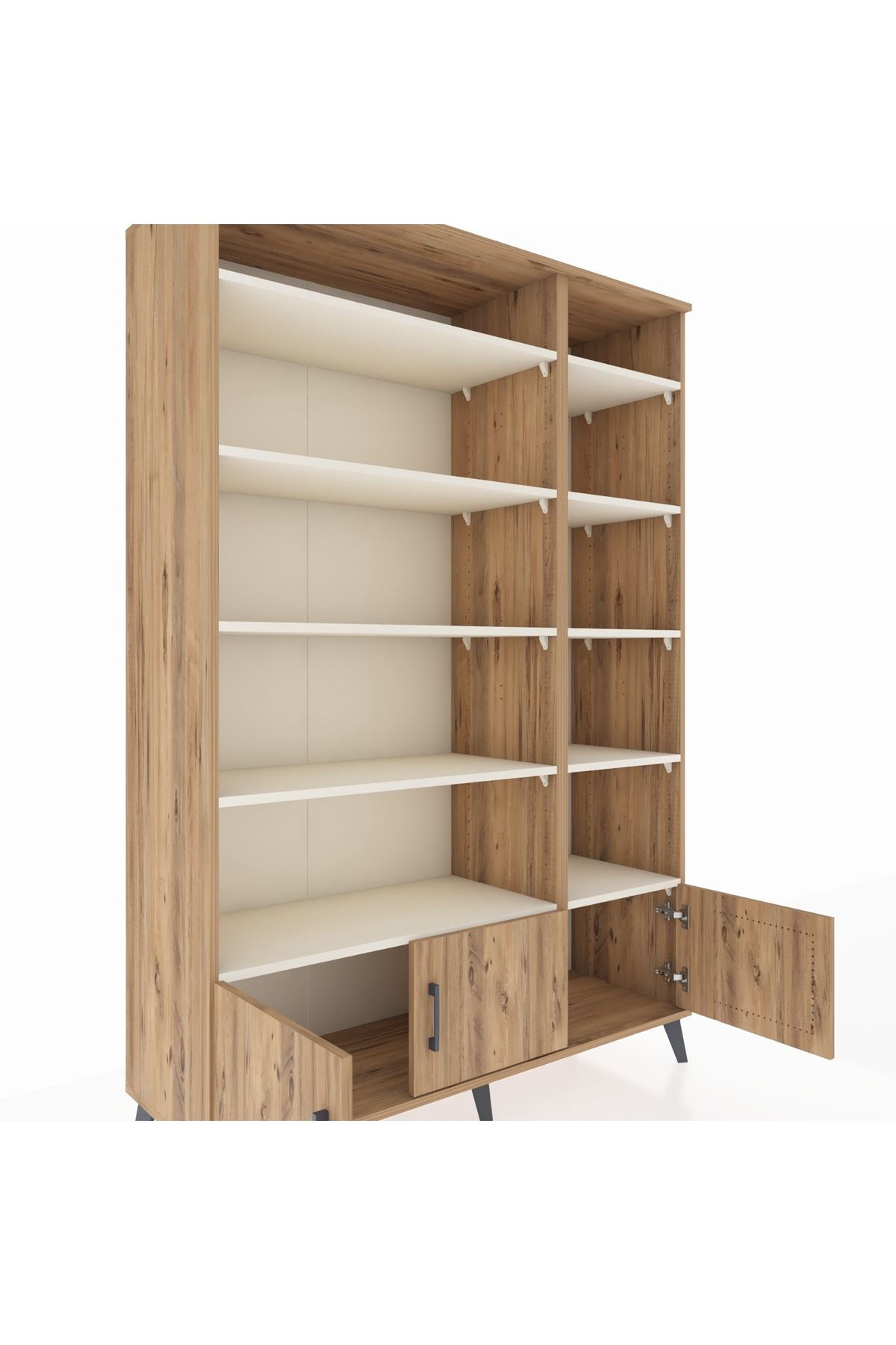 Hyperion Dolap 10 Raflı 3 Kapaklı 132x44x195 Çam-Çam/Aytaşı