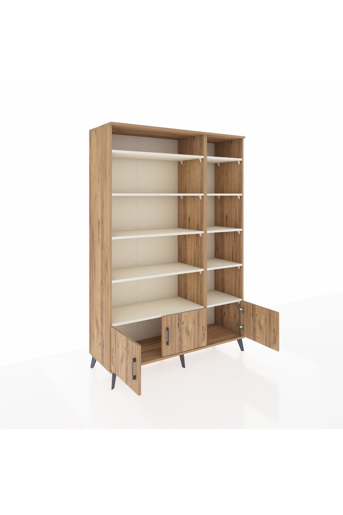 Hyperion Dolap 10 Raflı 3 Kapaklı 132x44x195 Çam-Çam/Aytaşı