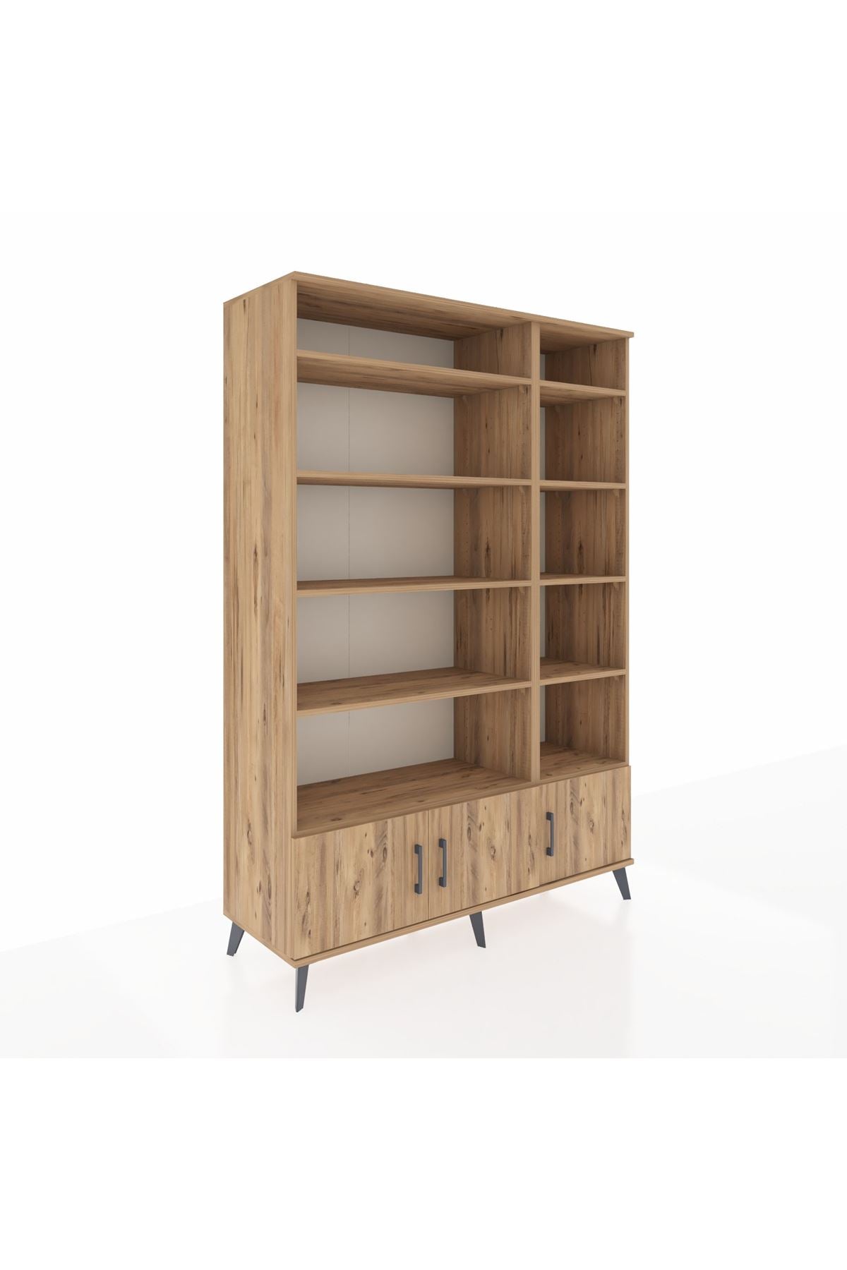 Hyperion Dolap 10 Raflı 3 Kapaklı 132x44x195 Çam-Çam/Çam