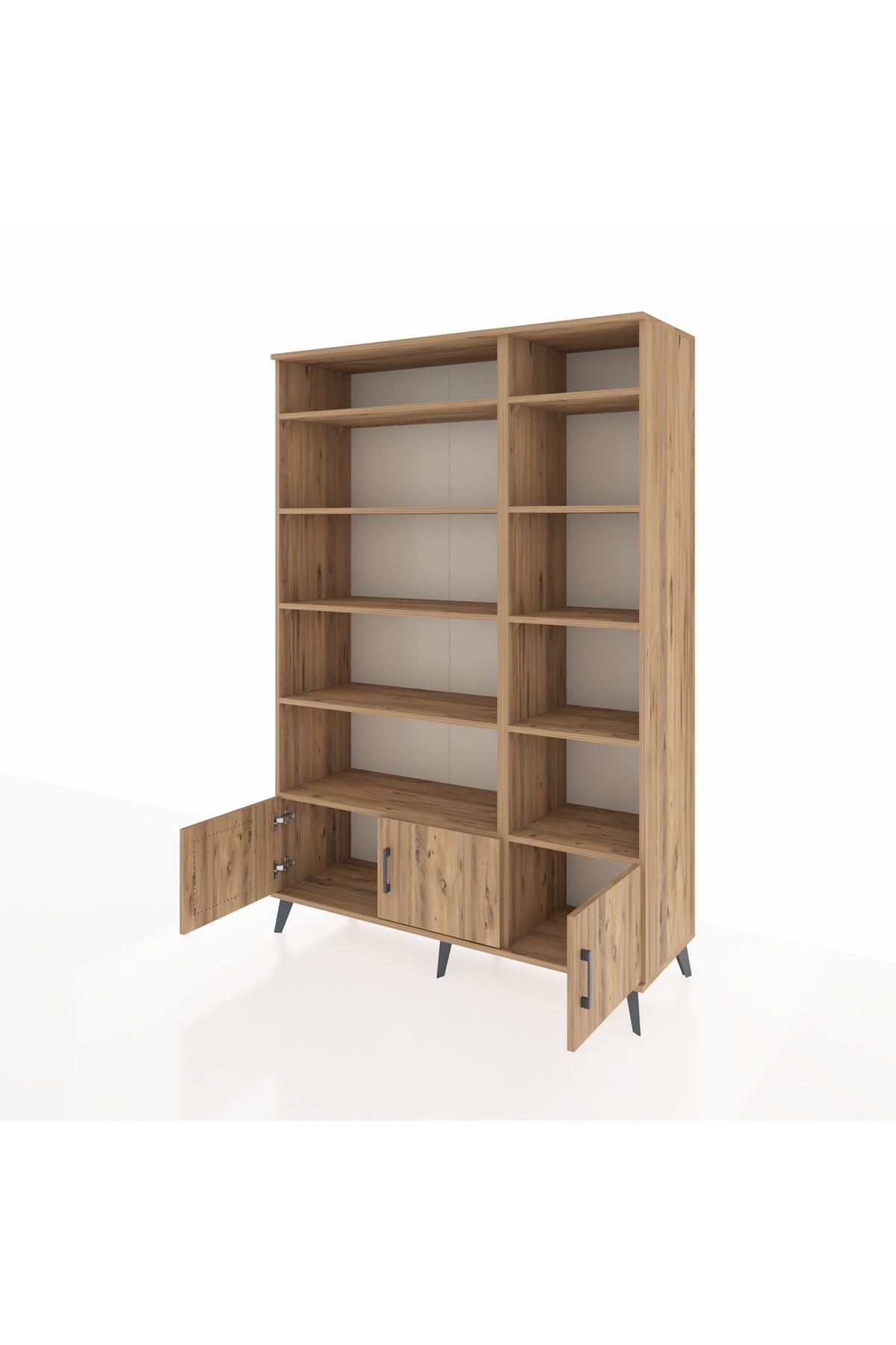 Hyperion Dolap 10 Raflı 3 Kapaklı 132x44x195 Çam-Çam/Çam