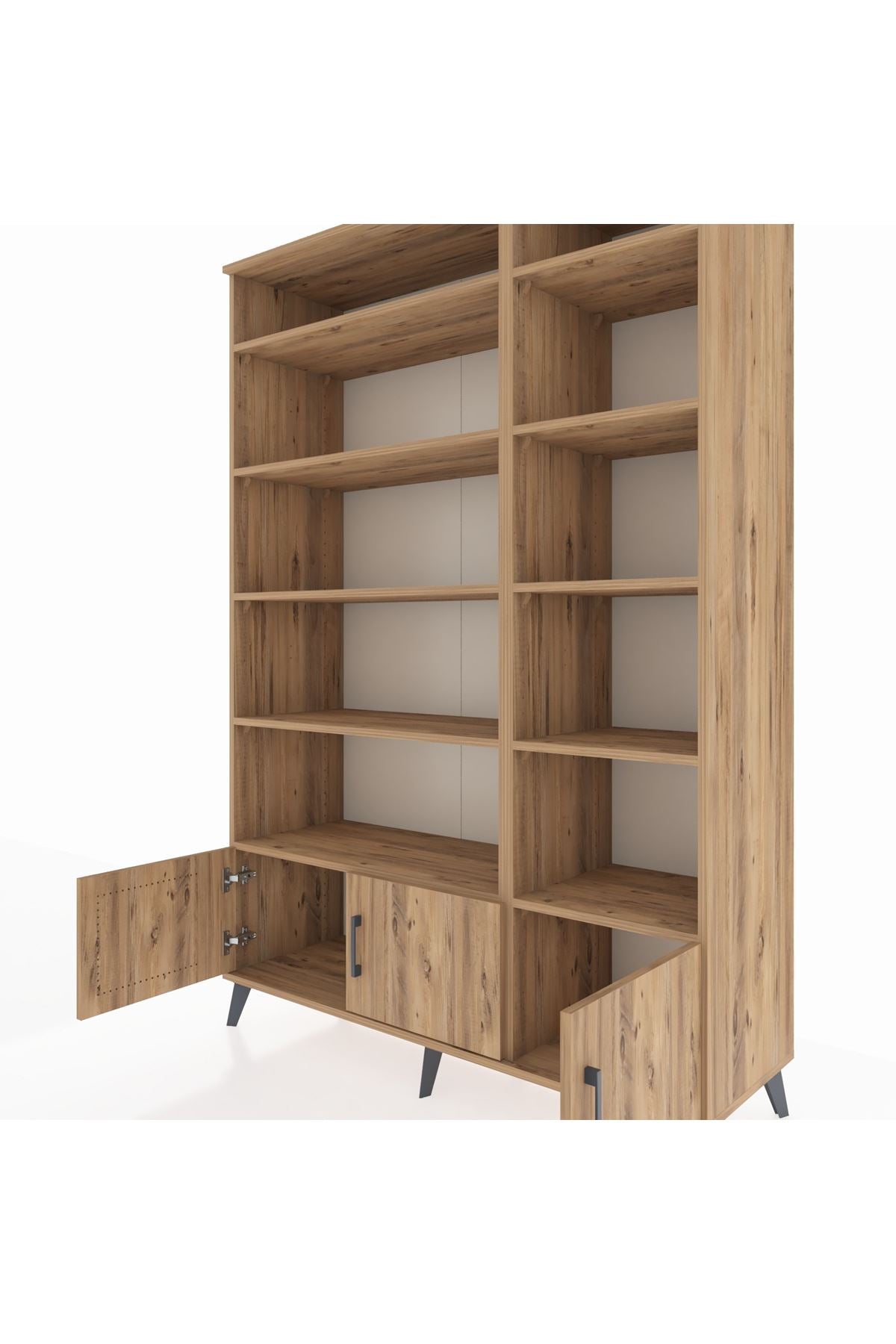 Hyperion Dolap 10 Raflı 3 Kapaklı 132x44x195 Çam-Çam/Çam