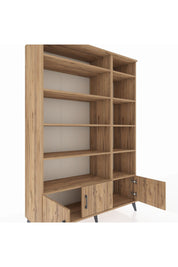 Hyperion Dolap 10 Raflı 3 Kapaklı 132x44x195 Çam-Çam/Çam