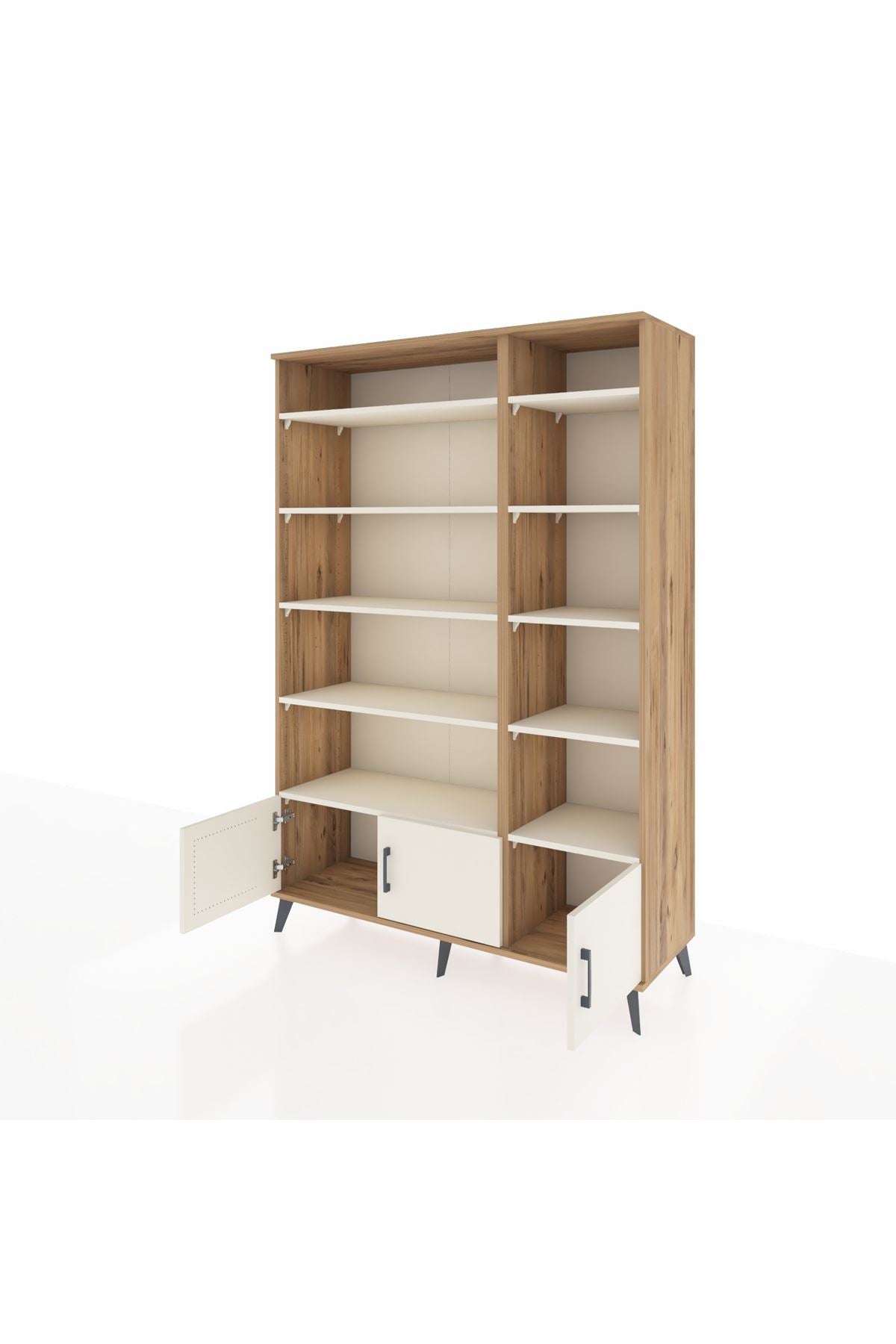 Hyperion Dolap 10 Raflı 3 Kapaklı 132x44x195 Çam-Aytaşı/Aytaşı