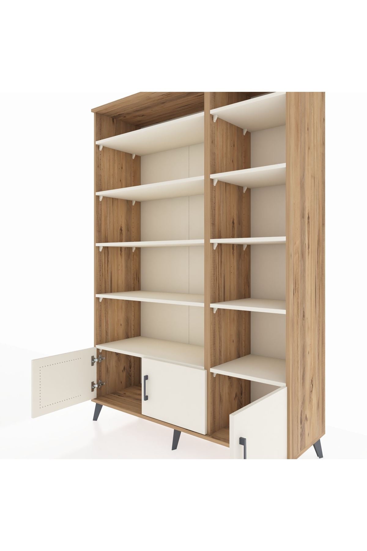 Hyperion Dolap 10 Raflı 3 Kapaklı 132x44x195 Çam-Aytaşı/Aytaşı