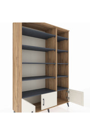 Hyperion Dolap 10 Raflı 3 Kapaklı 132x44x195 Çam-Aytaşı/Antrasit