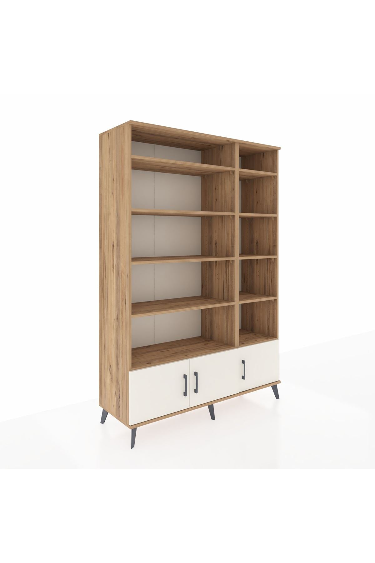 Hyperion Dolap 10 Raflı 3 Kapaklı 132x44x195 Çam-Aytaşı/Çam