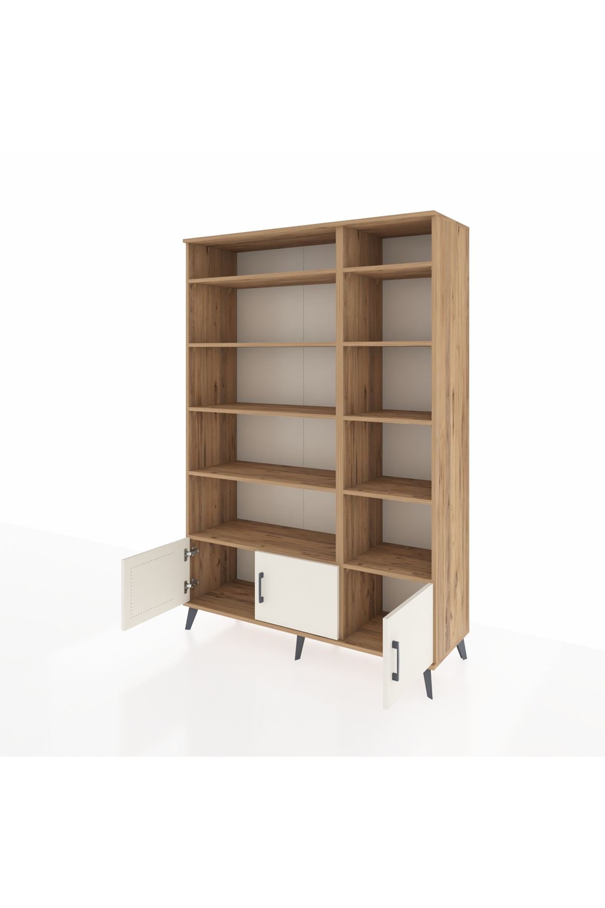 Hyperion Dolap 10 Raflı 3 Kapaklı 132x44x195 Çam-Aytaşı/Çam