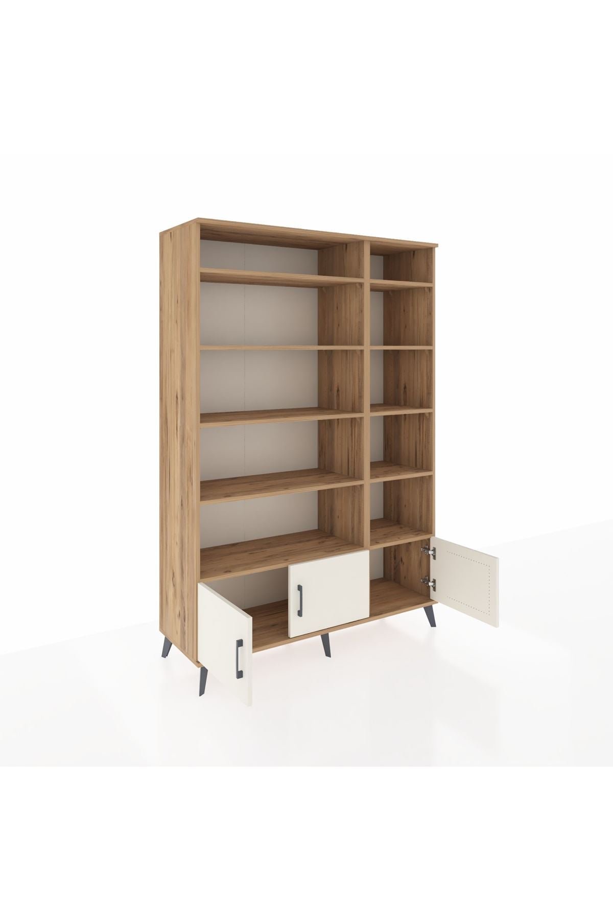 Hyperion Dolap 10 Raflı 3 Kapaklı 132x44x195 Çam-Aytaşı/Çam