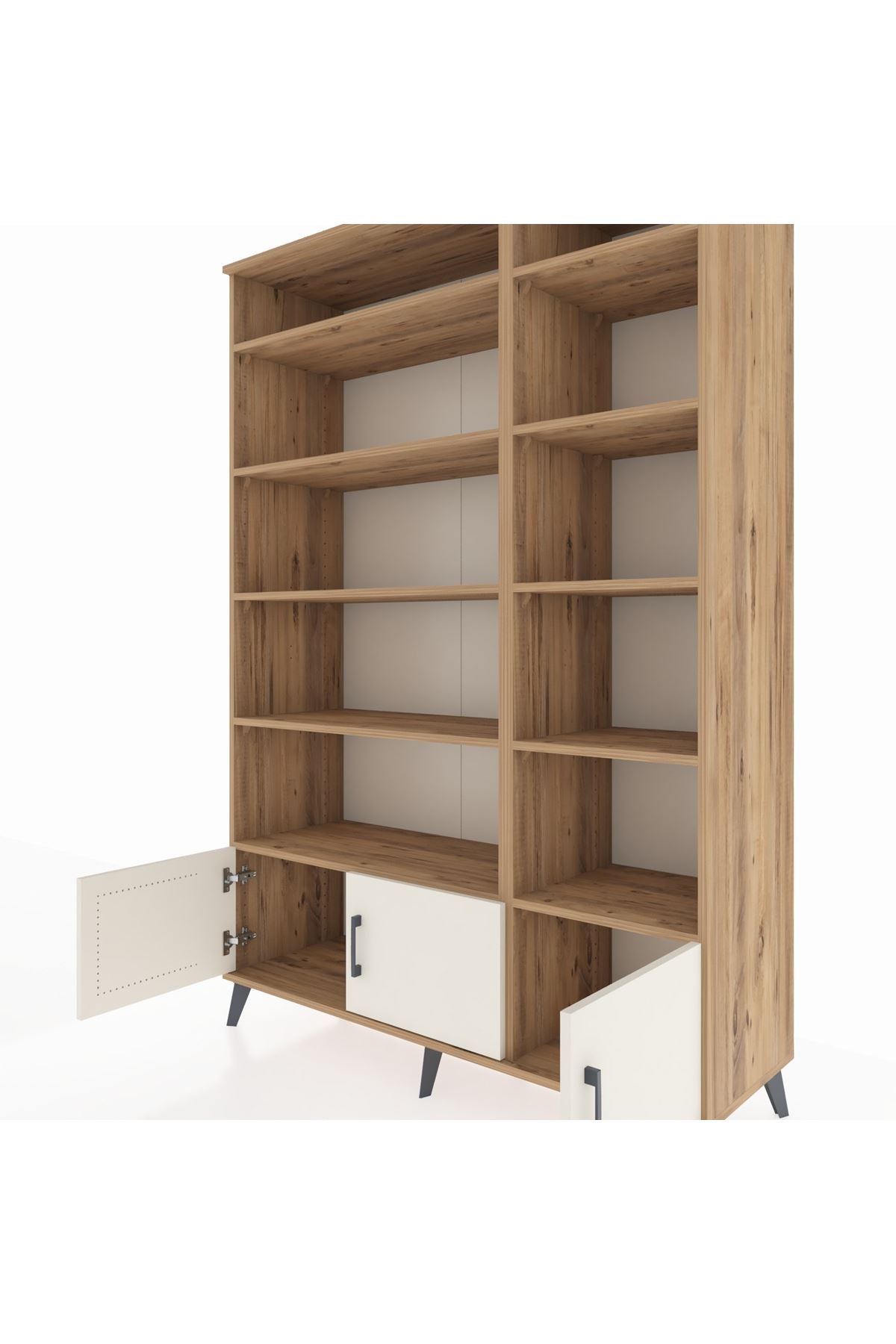 Hyperion Dolap 10 Raflı 3 Kapaklı 132x44x195 Çam-Aytaşı/Çam