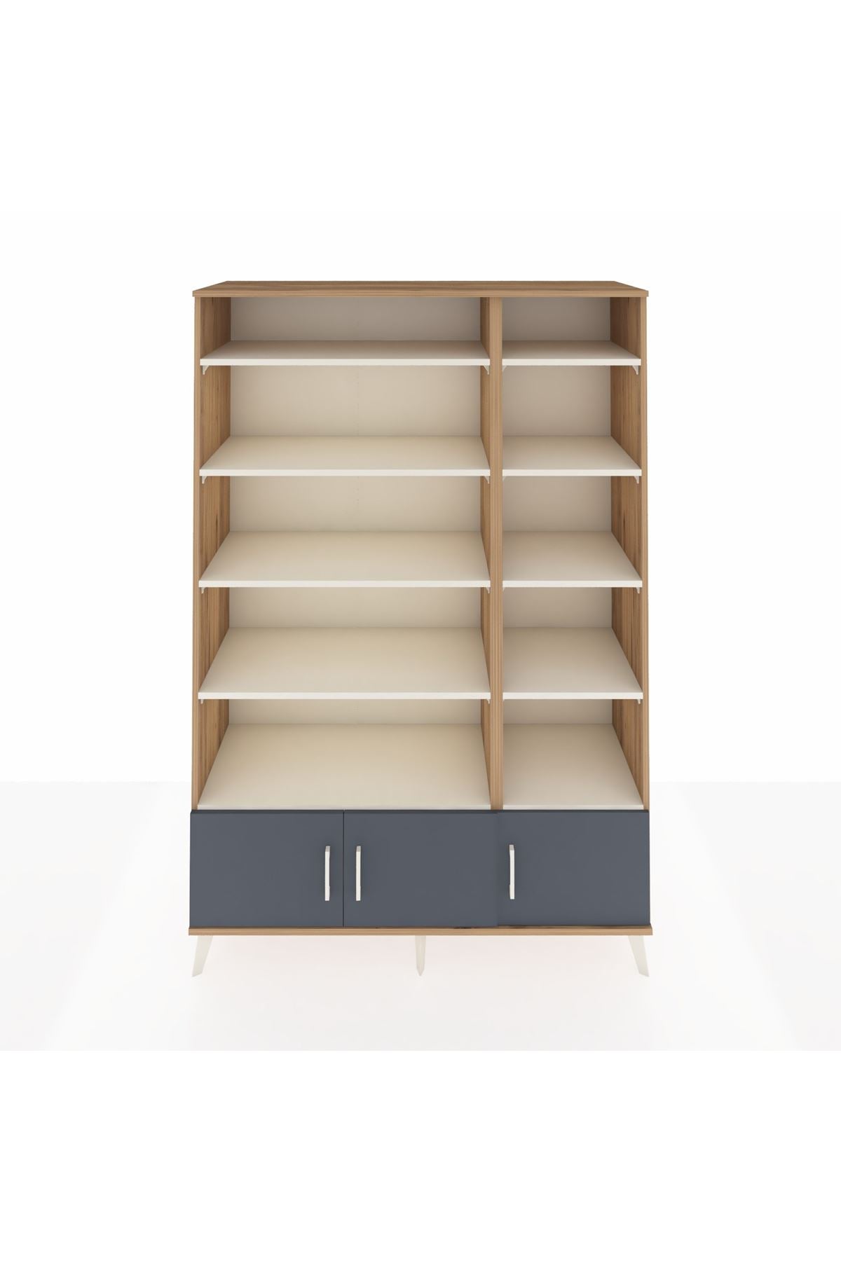 Hyperion Dolap 10 Raflı 3 Kapaklı 132x44x195 Çam-Antrasit/Aytaşı