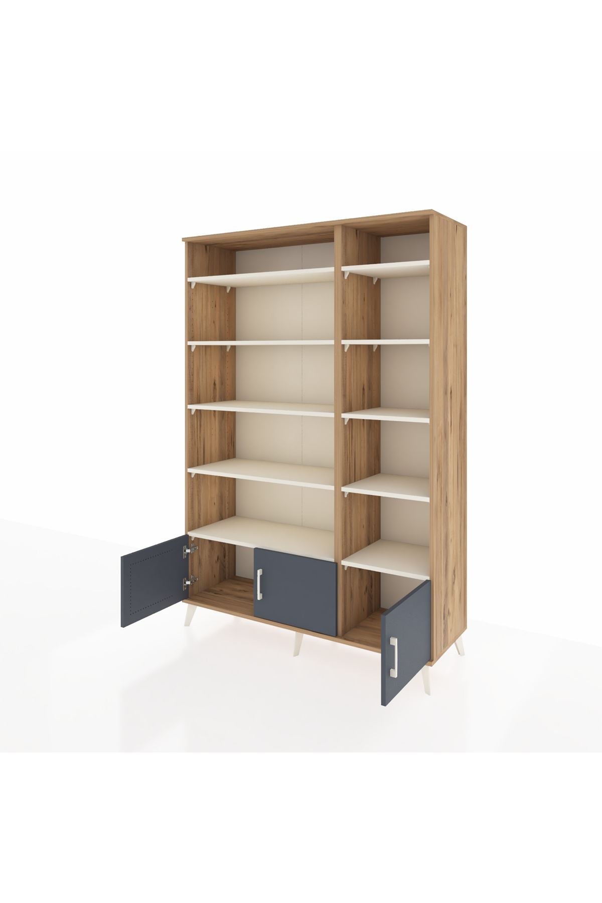 Hyperion Dolap 10 Raflı 3 Kapaklı 132x44x195 Çam-Antrasit/Aytaşı