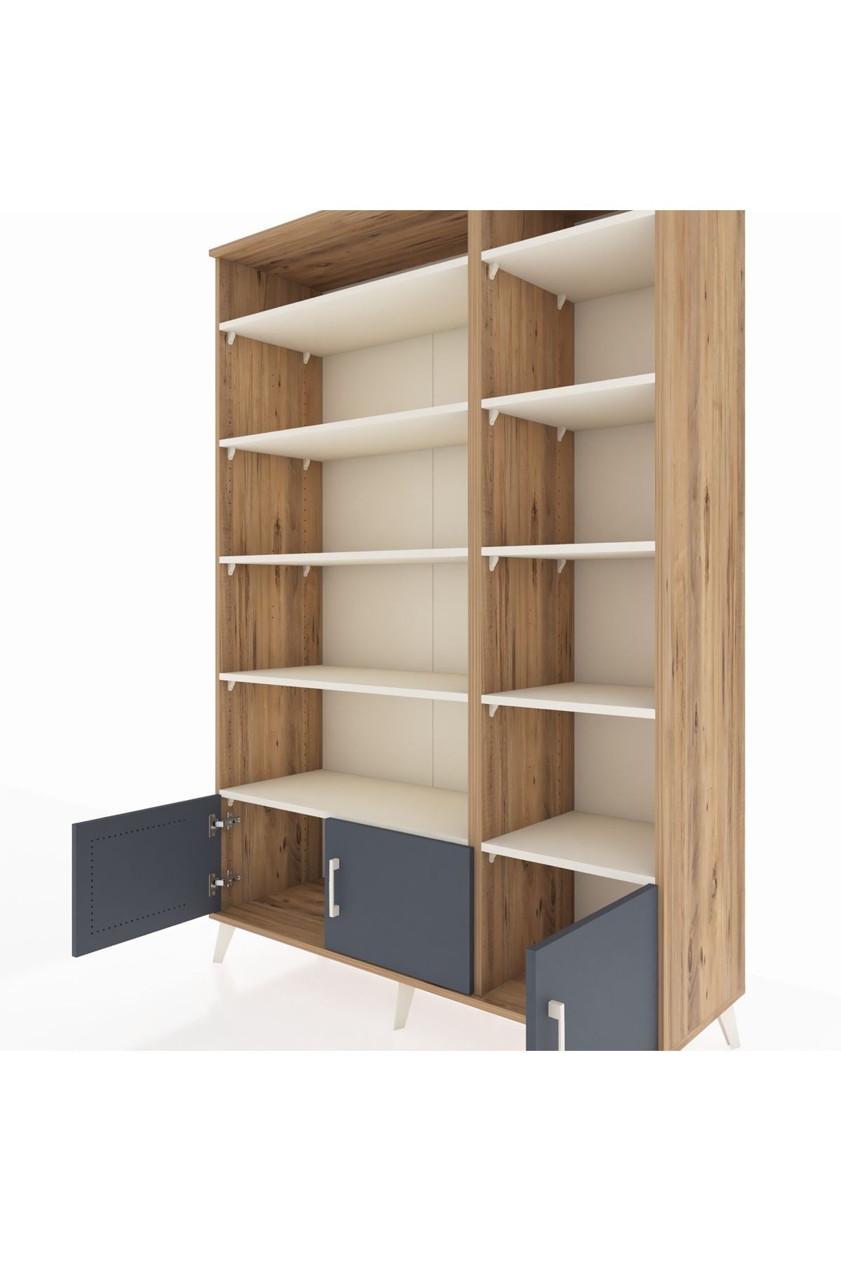 Hyperion Dolap 10 Raflı 3 Kapaklı 132x44x195 Çam-Antrasit/Aytaşı