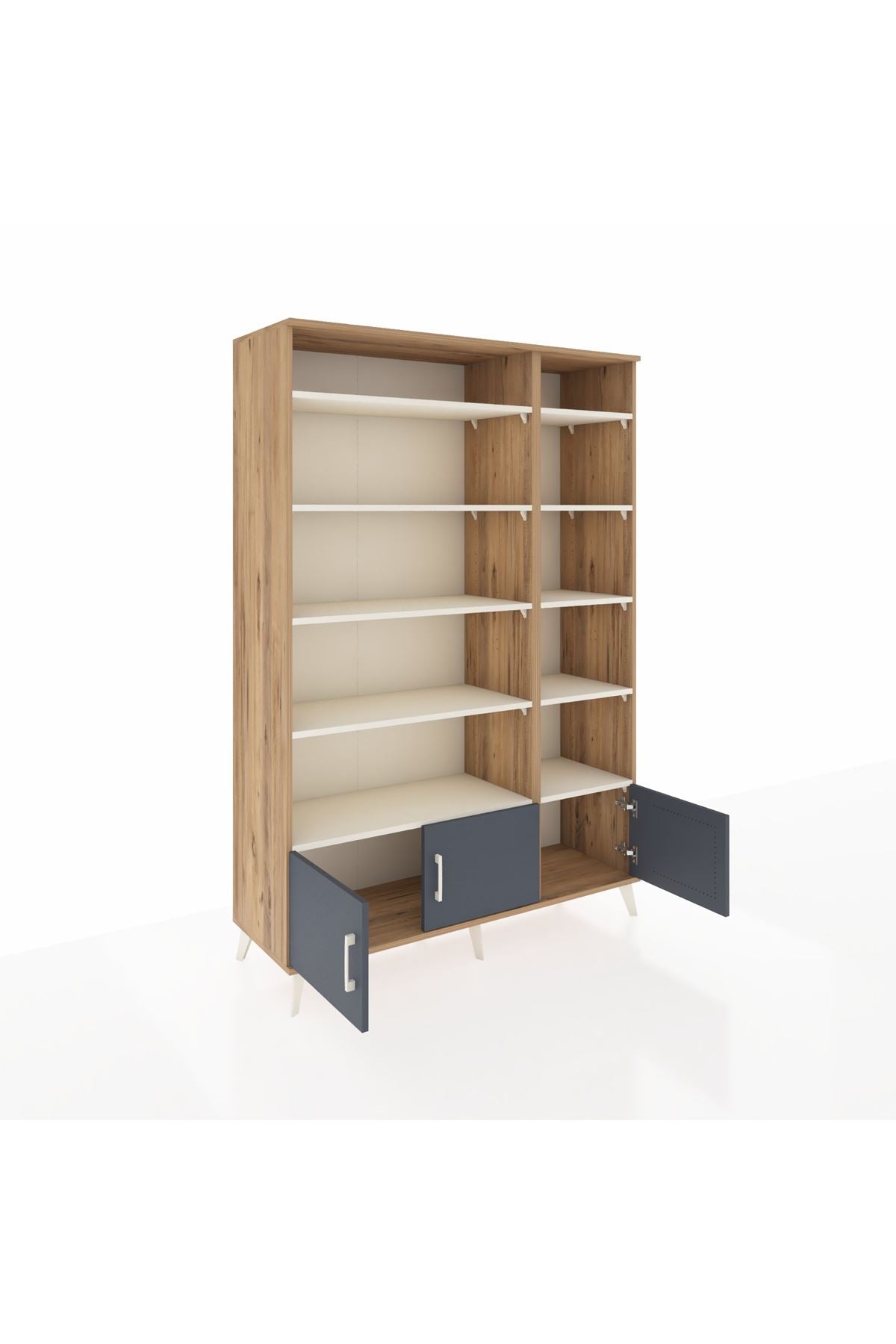 Hyperion Dolap 10 Raflı 3 Kapaklı 132x44x195 Çam-Antrasit/Aytaşı