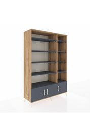 Hyperion Dolap 10 Raflı 3 Kapaklı 132x44x195 Çam-Antrasit/Antrasit