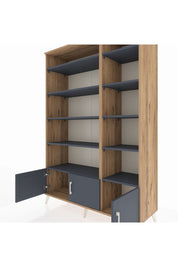 Hyperion Dolap 10 Raflı 3 Kapaklı 132x44x195 Çam-Antrasit/Antrasit