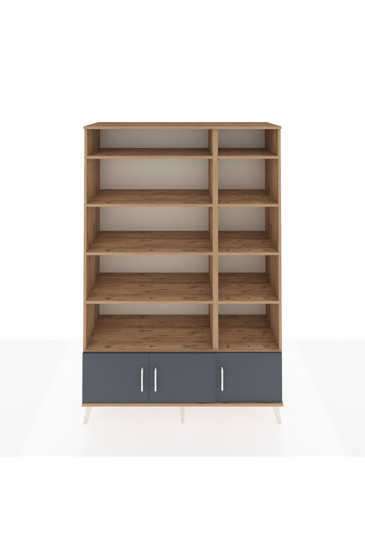 Hyperion Dolap 10 Raflı 3 Kapaklı 132x44x195 Çam-Antrasit/Çam