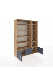 Hyperion Dolap 10 Raflı 3 Kapaklı 132x44x195 Çam-Antrasit/Çam