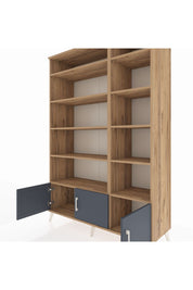 Hyperion Dolap 10 Raflı 3 Kapaklı 132x44x195 Çam-Antrasit/Çam