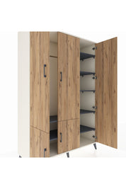 Hyperion Dolap 7 Raflı 5 Kapaklı Tek Askılı 132x44x195 Aytaşı-Çam/Antrasit