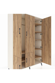 Hyperion Dolap 7 Raflı 5 Kapaklı Tek Askılı 132x44x195 Aytaşı-Çam/Çam