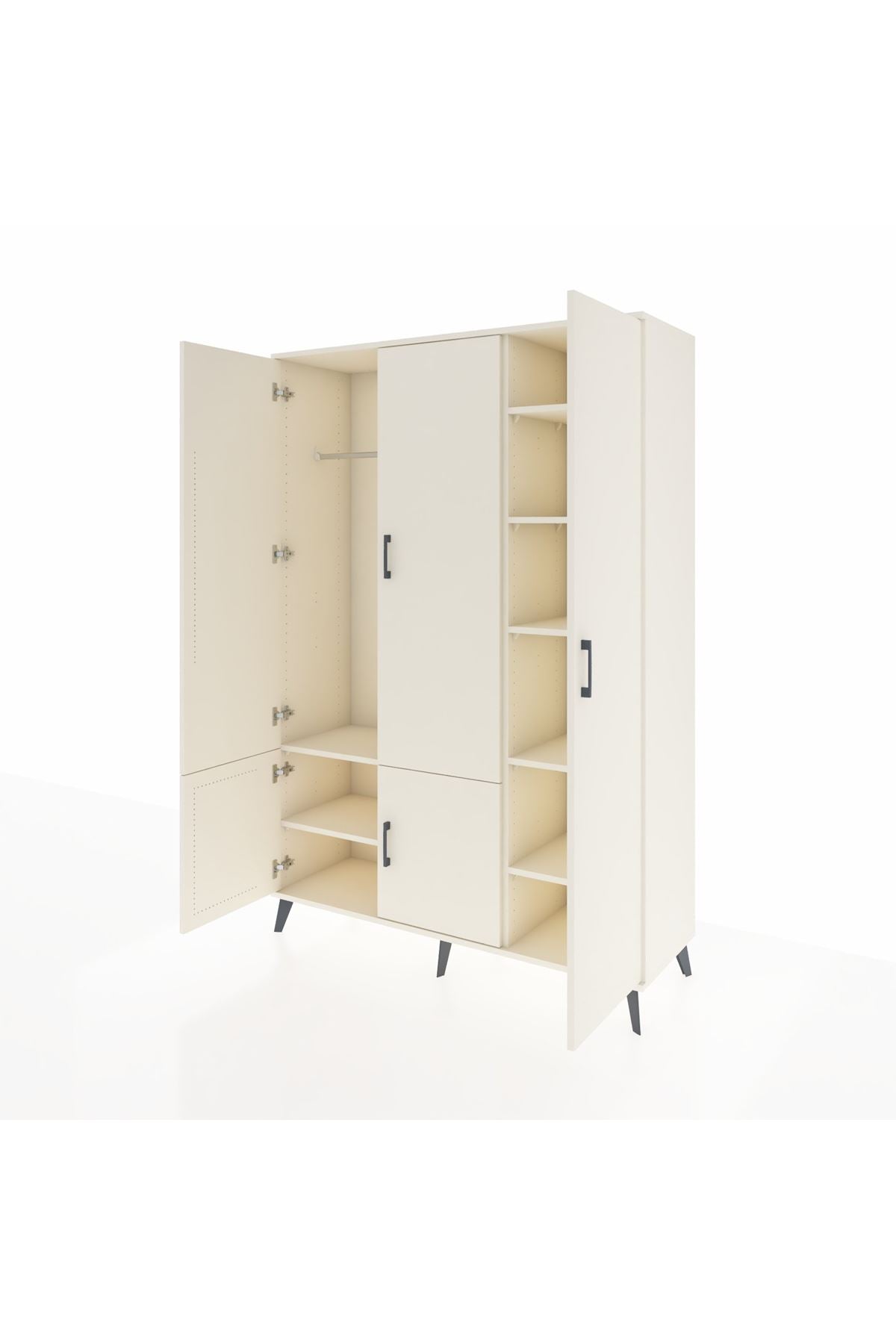 Hyperion Dolap 7 Raflı 5 Kapaklı Tek Askılı 132x44x195 Aytaşı-Aytaşı/Aytaşı