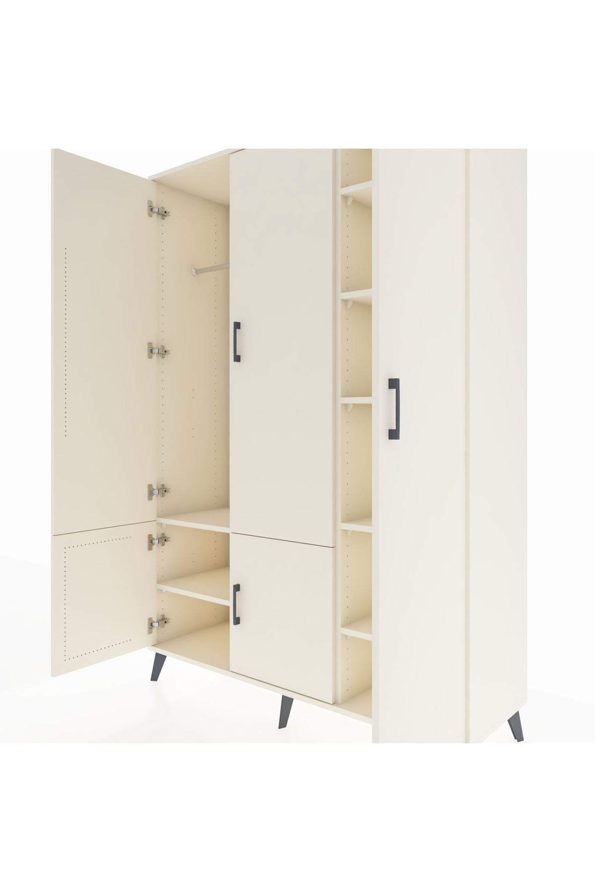 Hyperion Dolap 7 Raflı 5 Kapaklı Tek Askılı 132x44x195 Aytaşı-Aytaşı/Aytaşı