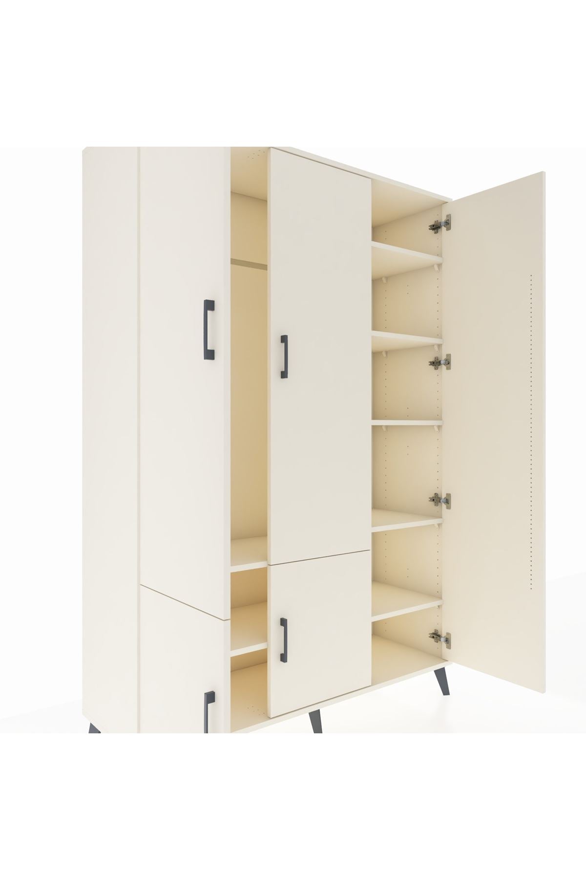 Hyperion Dolap 7 Raflı 5 Kapaklı Tek Askılı 132x44x195 Aytaşı-Aytaşı/Aytaşı