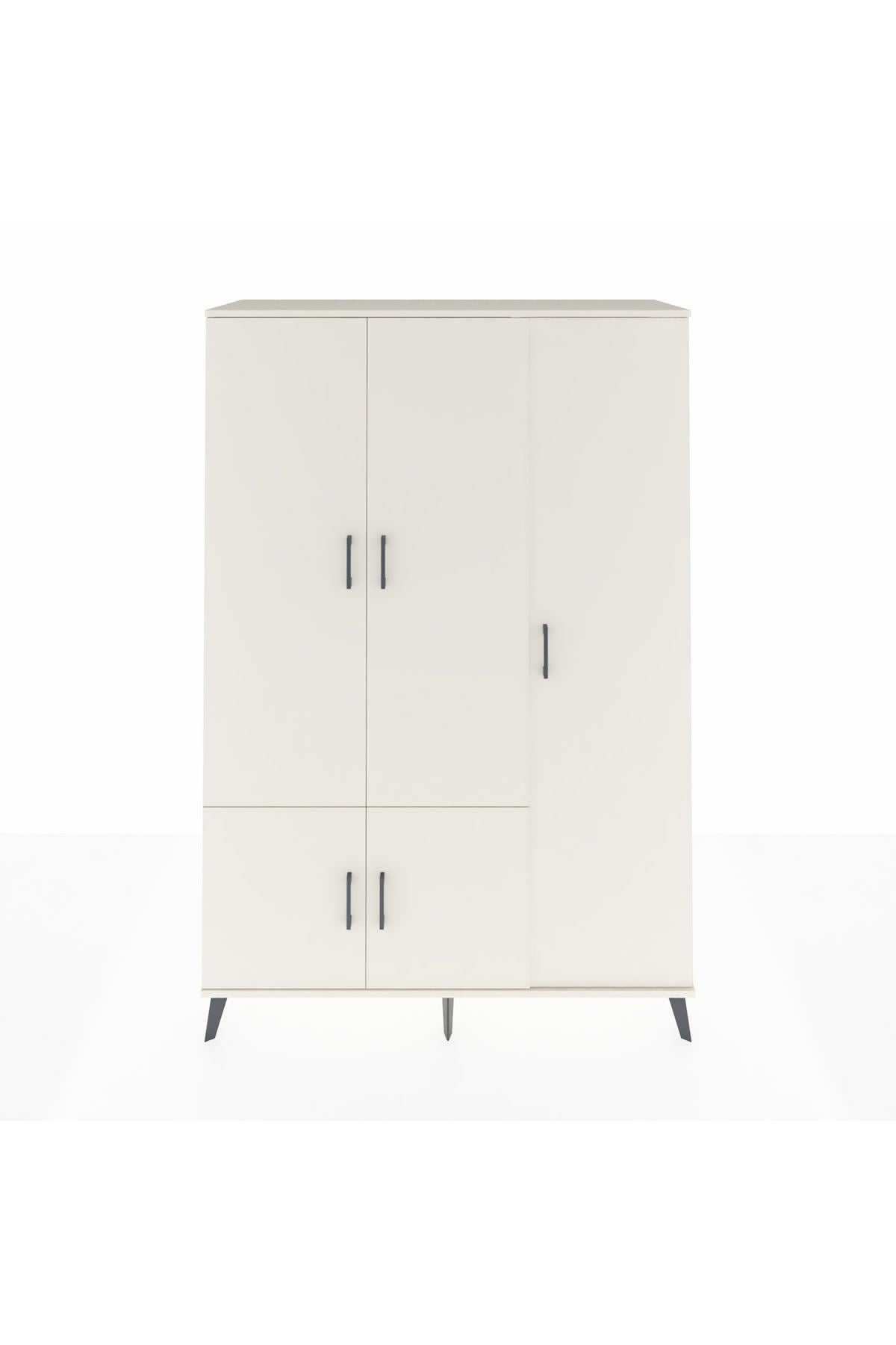 Hyperion Dolap 7 Raflı 5 Kapaklı Tek Askılı 132x44x195 Aytaşı-Aytaşı/Antrasit