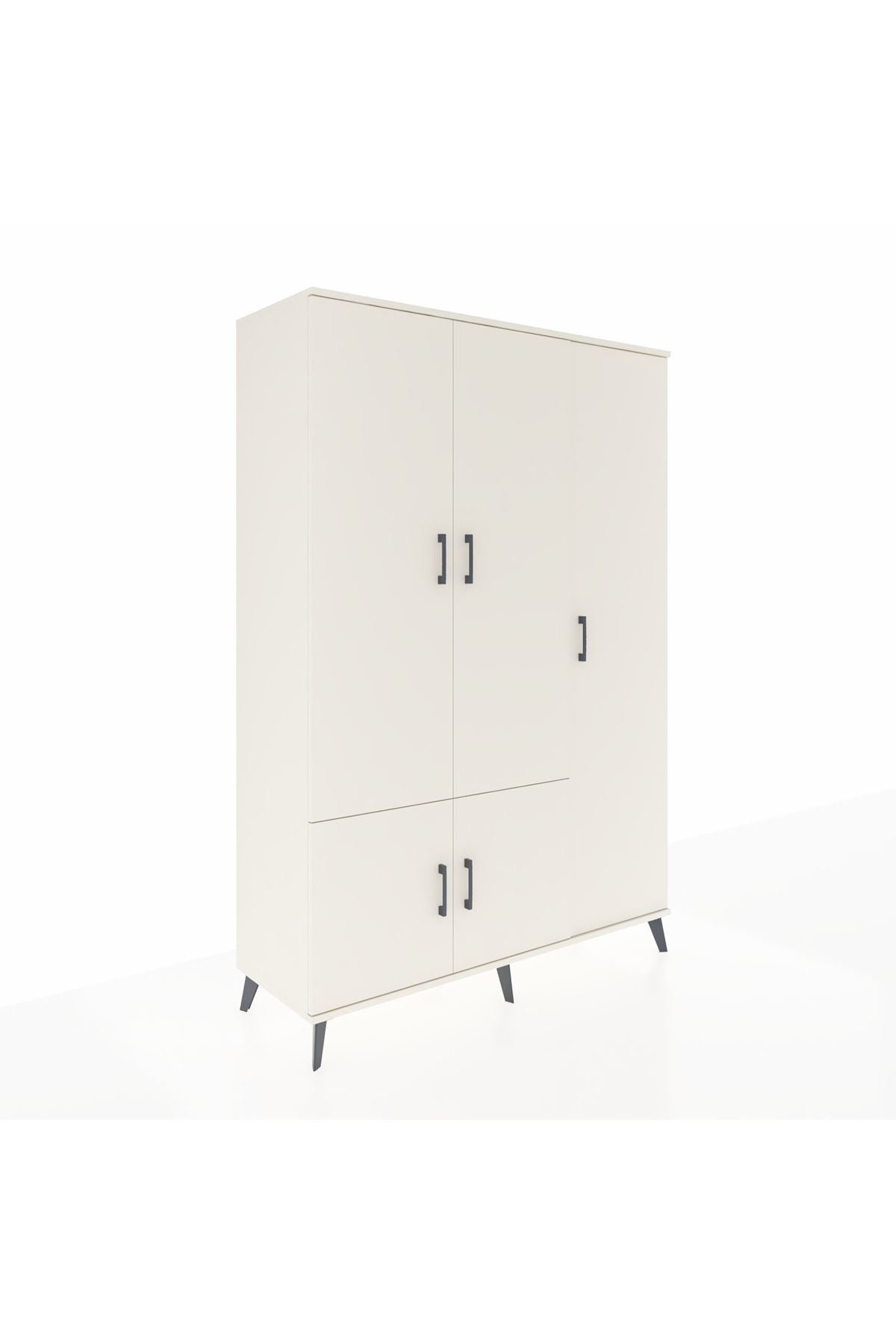 Hyperion Dolap 7 Raflı 5 Kapaklı Tek Askılı 132x44x195 Aytaşı-Aytaşı/Antrasit