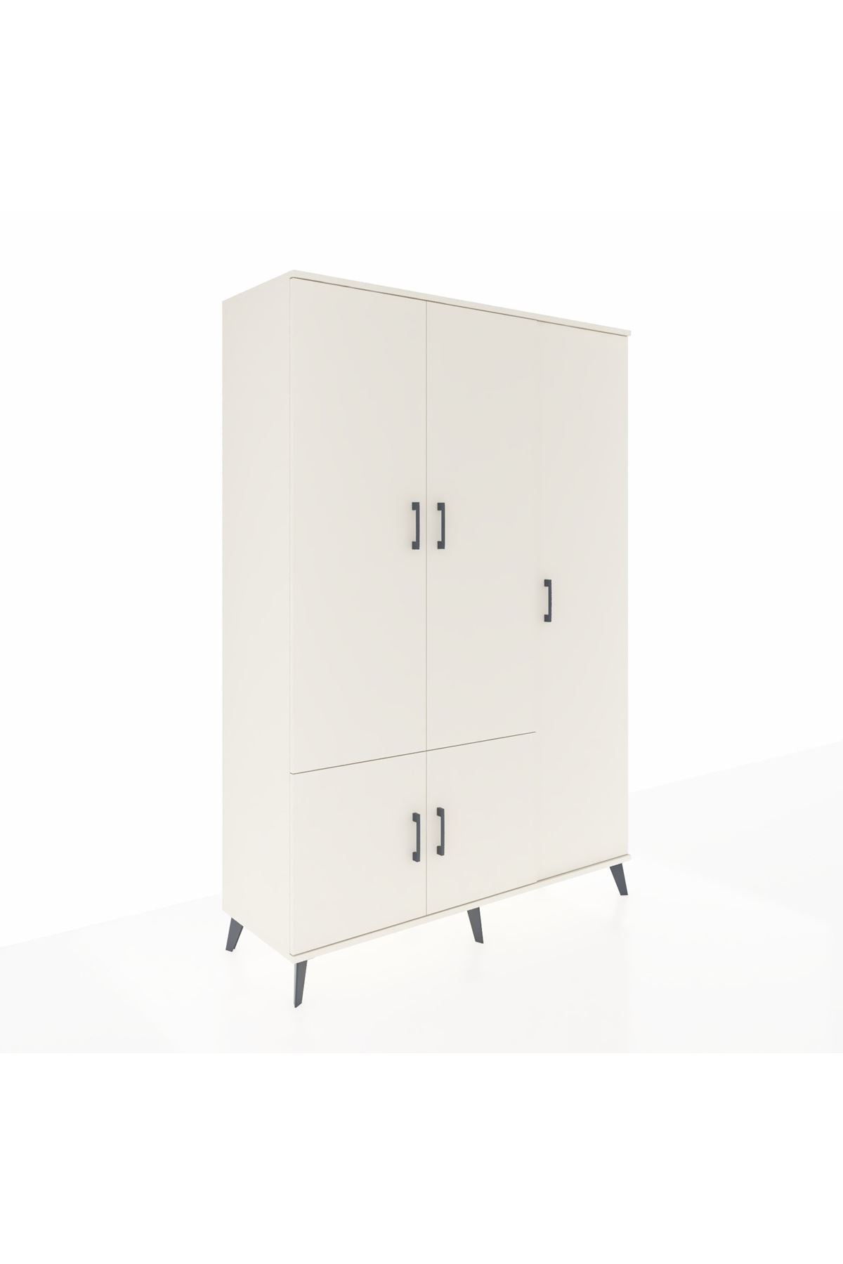 Hyperion Dolap 7 Raflı 5 Kapaklı Tek Askılı 132x44x195 Aytaşı-Aytaşı/Çam