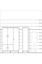 Hyperion Dolap 7 Raflı 5 Kapaklı Tek Askılı 132x44x195 Aytaşı-Aytaşı/Çam
