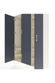 Hyperion Dolap 7 Raflı 5 Kapaklı Tek Askılı 132x44x195 Aytaşı-Antrasit/Aytaşı