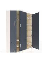 Hyperion Dolap 7 Raflı 5 Kapaklı Tek Askılı 132x44x195 Aytaşı-Antrasit/Aytaşı