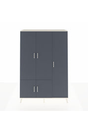 Hyperion Dolap 7 Raflı 5 Kapaklı Tek Askılı 132x44x195 Aytaşı-Antrasit/Antrasit