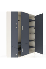 Hyperion Dolap 7 Raflı 5 Kapaklı Tek Askılı 132x44x195 Aytaşı-Antrasit/Antrasit