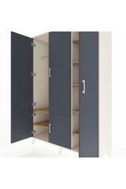 Hyperion Dolap 7 Raflı 5 Kapaklı Tek Askılı 132x44x195 Aytaşı-Antrasit/Çam