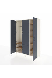 Hyperion Dolap 7 Raflı 5 Kapaklı Tek Askılı 132x44x195 Aytaşı-Antrasit/Çam