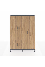 Hyperion Dolap 7 Raflı 5 Kapaklı Tek Askılı 132x44x195 Antrasit-Çam/Antrasit