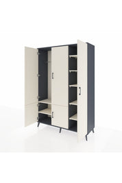 Hyperion Dolap 7 Raflı 5 Kapaklı Tek Askılı 132x44x195 Antrasit-Aytaşı/Aytaşı