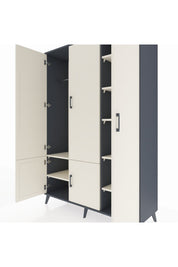 Hyperion Dolap 7 Raflı 5 Kapaklı Tek Askılı 132x44x195 Antrasit-Aytaşı/Aytaşı