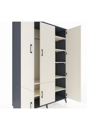 Hyperion Dolap 7 Raflı 5 Kapaklı Tek Askılı 132x44x195 Antrasit-Aytaşı/Aytaşı