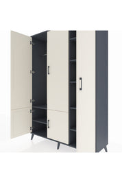 Hyperion Dolap 7 Raflı 5 Kapaklı Tek Askılı 132x44x195 Antrasit-Aytaşı/Antrasit