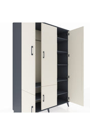 Hyperion Dolap 7 Raflı 5 Kapaklı Tek Askılı 132x44x195 Antrasit-Aytaşı/Antrasit